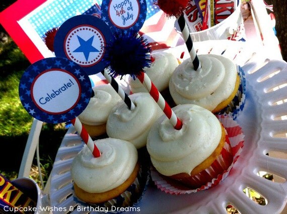 July 4th Printables - Ombre Stars & Chevron - Independence Day - Patriotic - Inauguration - Election Day - printable party kit Il_570xn