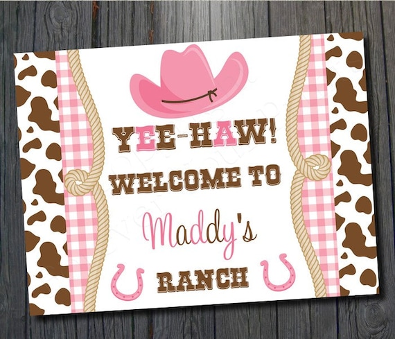 Cowgirl BIrthday Party Welcome Sign Il_570xn
