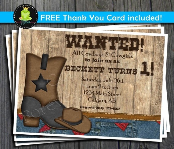 Cowboy Birthday Invitation - Cowboy Party Invitation Il_570xn