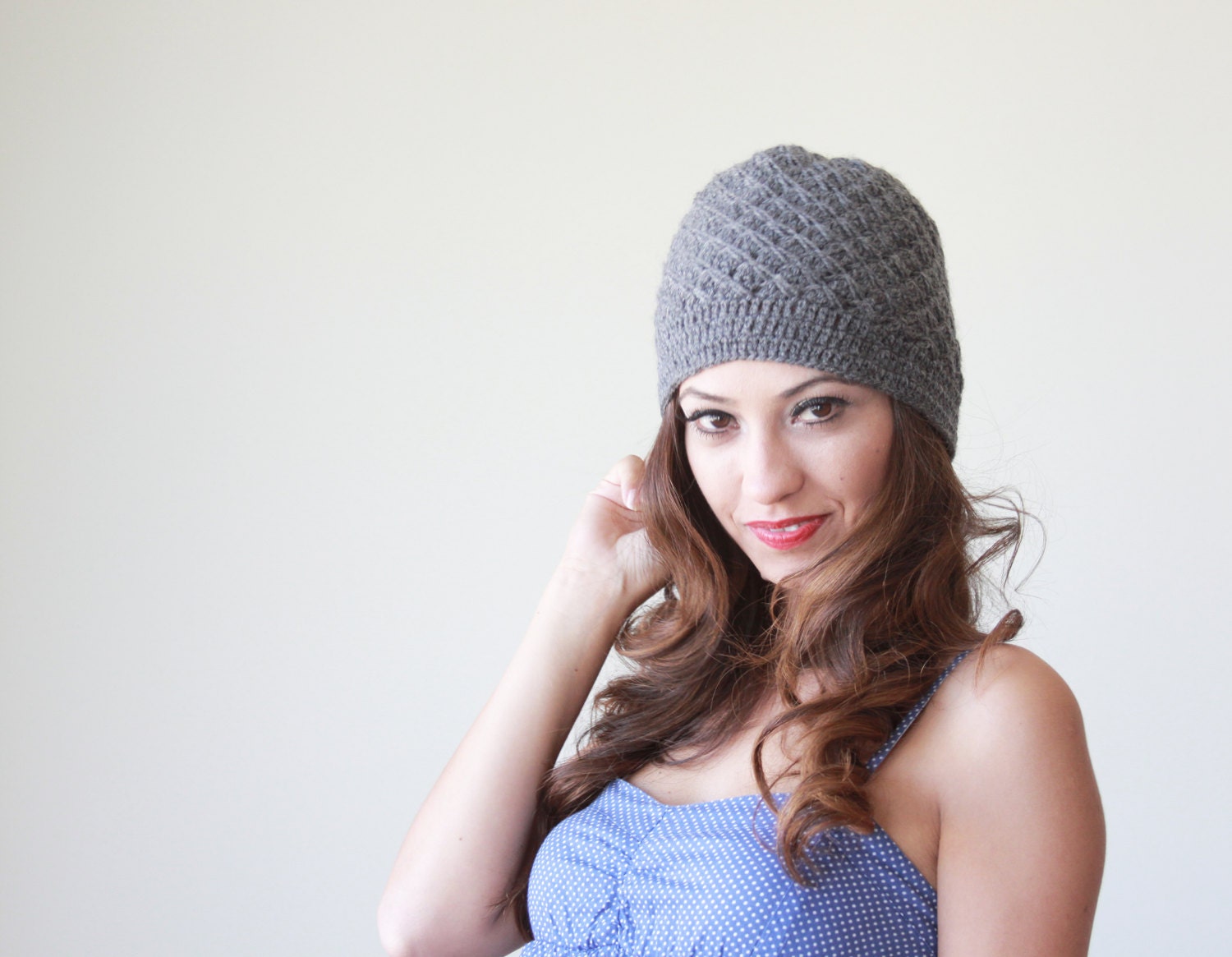 Crochet Beanie for Women, Dark grey Winter hat, Adult beanie hat, Soft lightweight beanie, crochet hat, Grey beanie