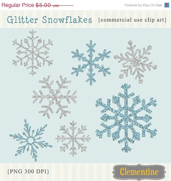 40% OFF SALE Glitter Snowflake clipart, glitter snowflake clip art images, commercial use- Instant Download Il_570xn