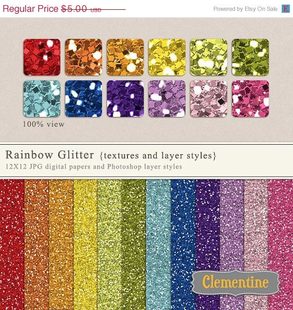 40% OFF SALE Glitter textures 12x12 and Photoshop layer styles, glitter digital scrapbooking paper, commercial use -Instant Download Il_570xn