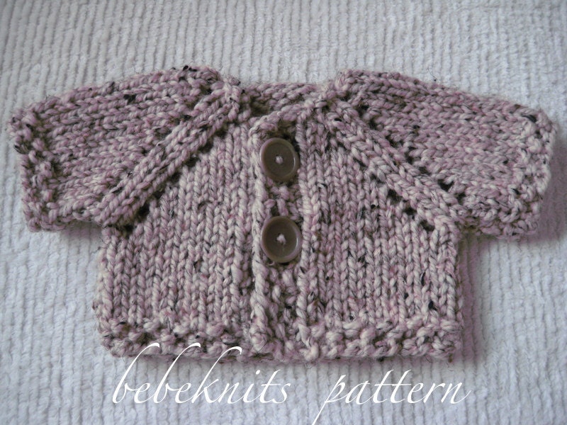 Bebeknits Quick Knit Two Button Baby Cardigan by bebeknits on Etsy
