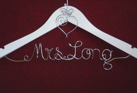 Bridal Hanger with Celtic ornament Queen of Spades, Bridal Gift, dark cherry, white, black, maple