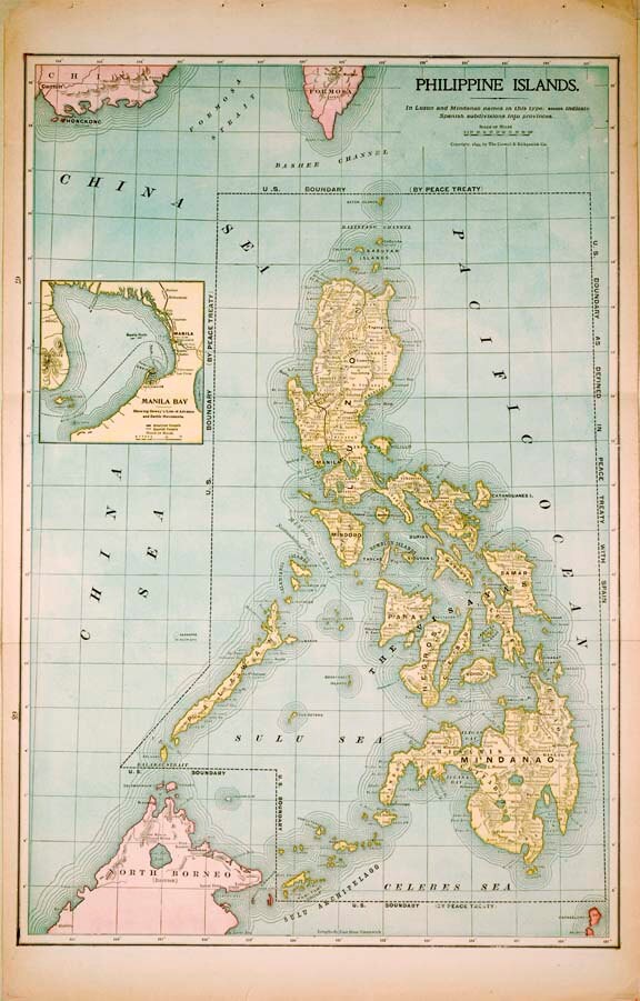 Philippine Islands And Pacific Ocean 1903 Map Large Double-sided Folded 