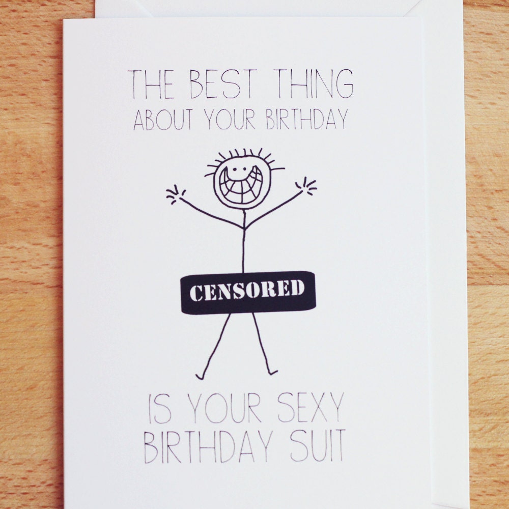 Items Similar To A Sexy And Funny Birthday Card Featuring A Naked BIRTHDAY SUIT Stickman On Etsy