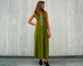 Vintage green dress maxi dress 1970s - SassySenoritaVintage