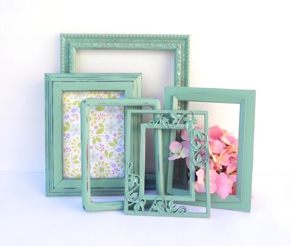 Shabby Chic Sage Mint Green Frame Collection By Sixtybeansvntg