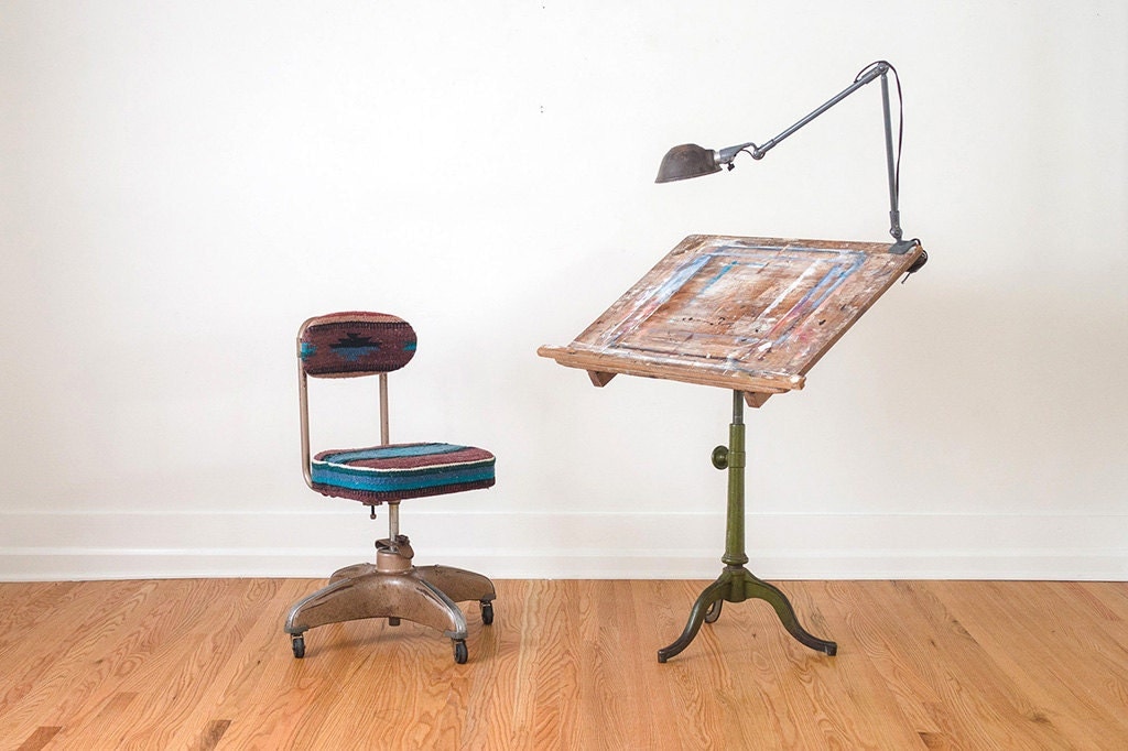 Antique Industrial Eugene Dietzgen Drafting Table Artist Easel