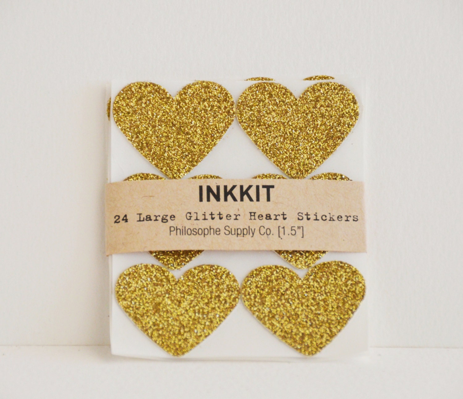 gold glitter large heart stickers  (24 stickers) - inkkit