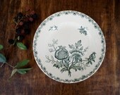 Antique French Plates // 1900 Sarreguemines Decorative Dinner Plates // Green Pomegranate // Woodland - FrenchAtticFinds