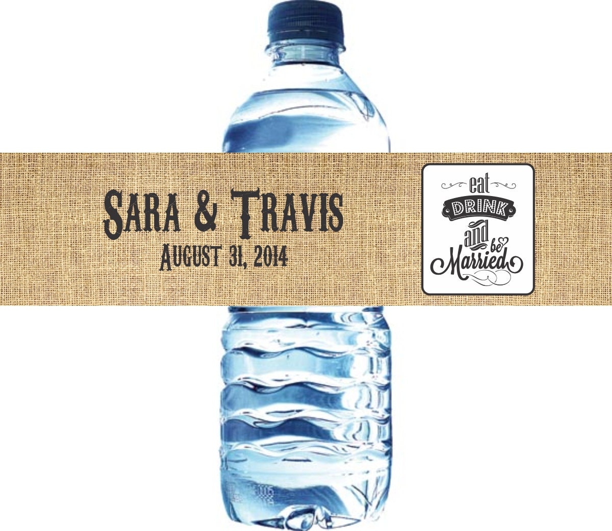 100 Burlap Wedding Water Bottle Labels - Waterproof Self Stick Labels Il_570xn