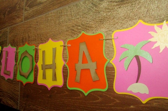 Aloha Luau Party banner Aloha Banner with by PurpleZebraPaperCo