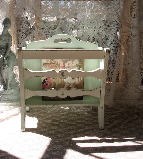 shabby chic magazine rack mint distressed chippy by shabby chic magazine rack mint distressed chippy by