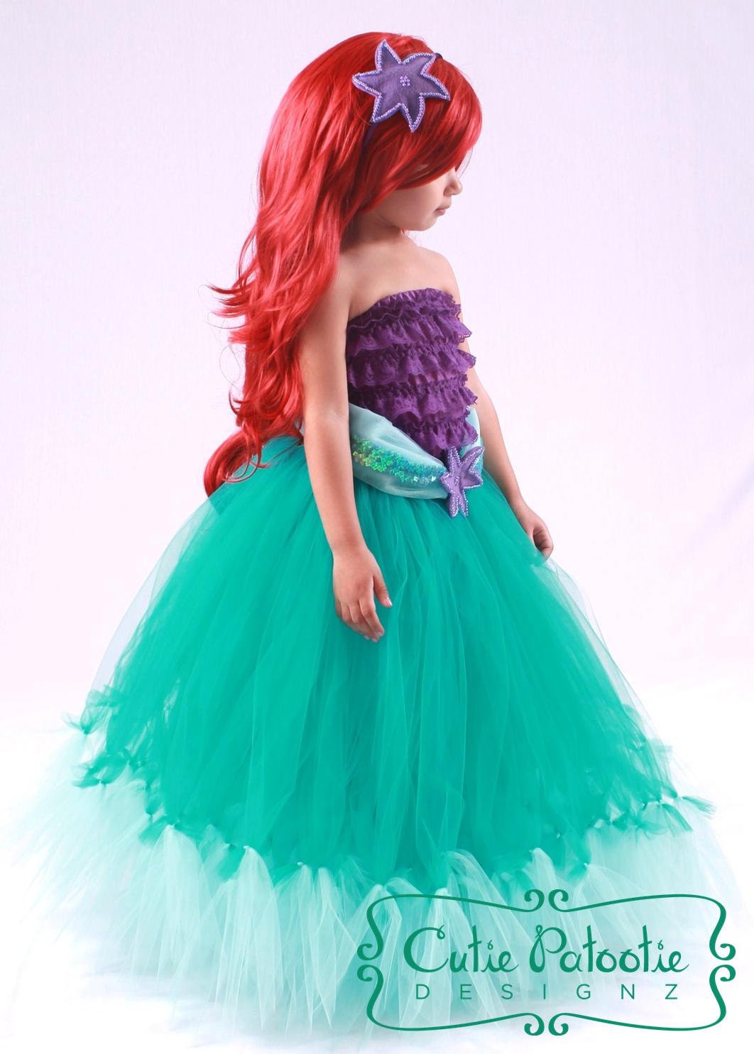 Tutu Skirt - Teal - Mermaid Halloween or Birthday Costume - Tidal Wave Teaser - 5-6 Youth Girl - Cutie Patootie Designz Il_570xn