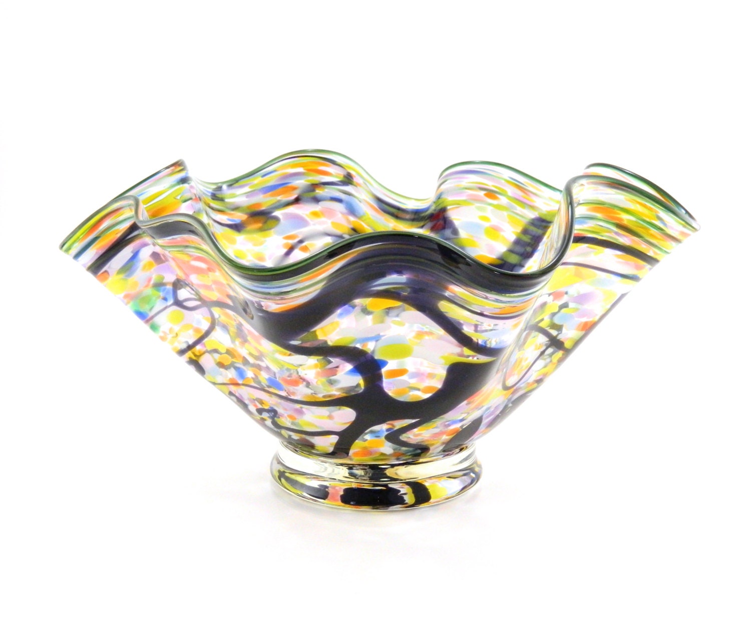 Hand Blown Art Glass Bowl LARGE Multi by ParadiseArtGlass
