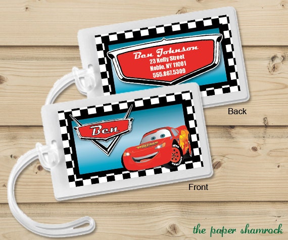 Lightning McQueen - Luggage Tag, Bag Tag, Backpack Tag, ID Tags, Personalized, Custom Il_570xn