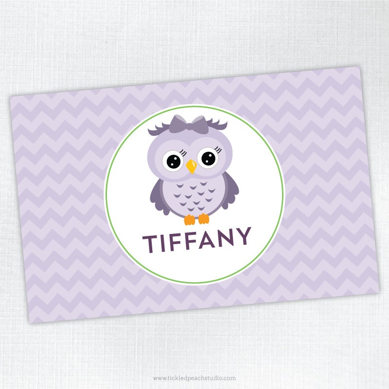 Personalized Childrens Placemat - Owl Girl - laminated, double-sided Il_570xn