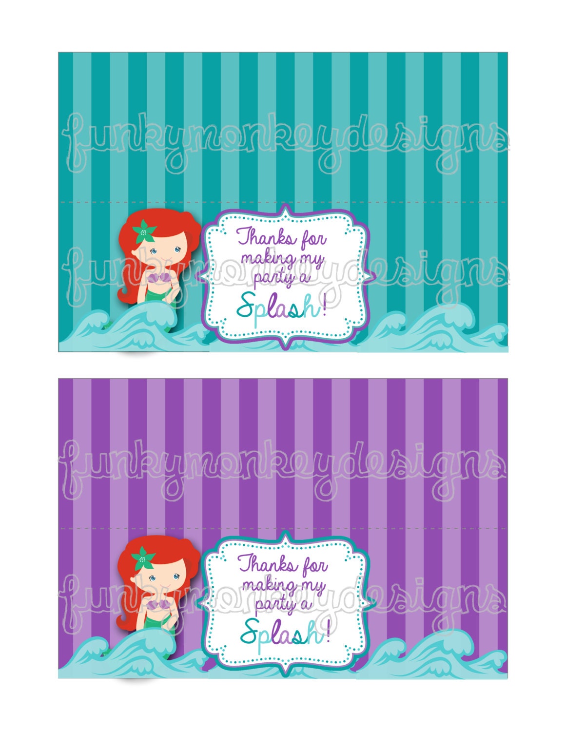 Diy INSTANT DOWNLOAD Ariel Little Mermaid Inspired Birthday Party Digital Printable ziplock Bag Toppers Il_570xn