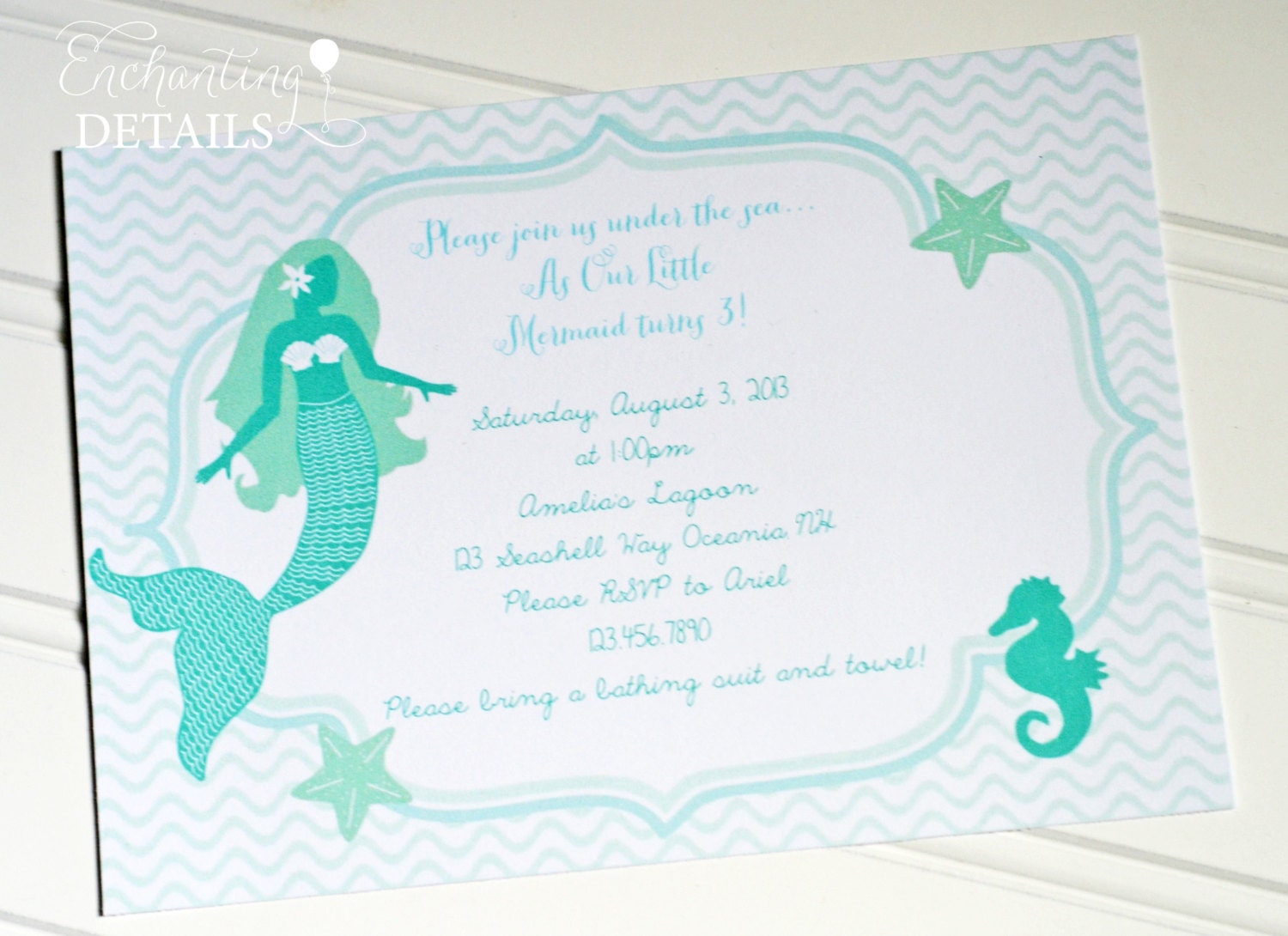 INSTANT DOWNLOAD Mermaid Printable Birthday Invitation- DIY/Customize Editable in Adobe Reader Il_570xn