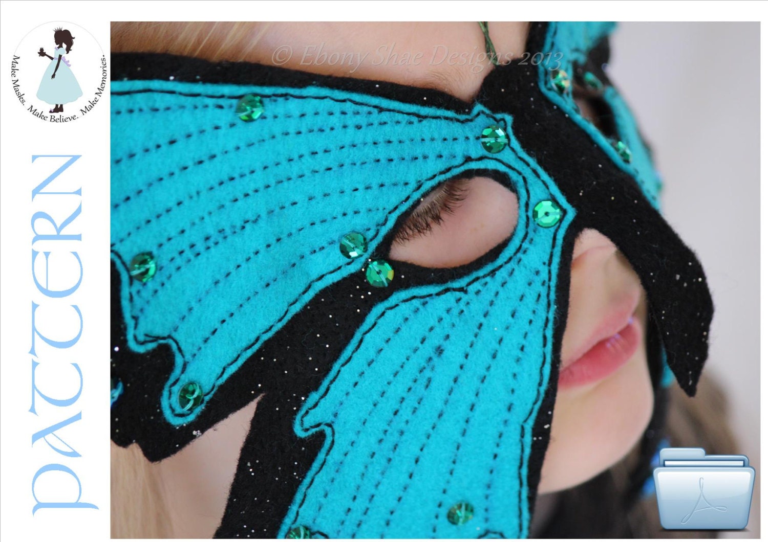 Butterfly mask PATTERN PDF.  One size fits most.  Instant Download. - EbonyShae