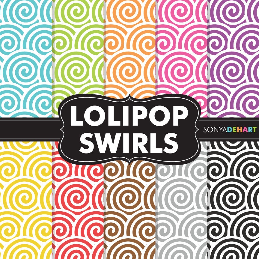 50% OFF Black Friday Sale Digital Papers Lolipop Swirls Pattern Pack Instant Download Il_570xn