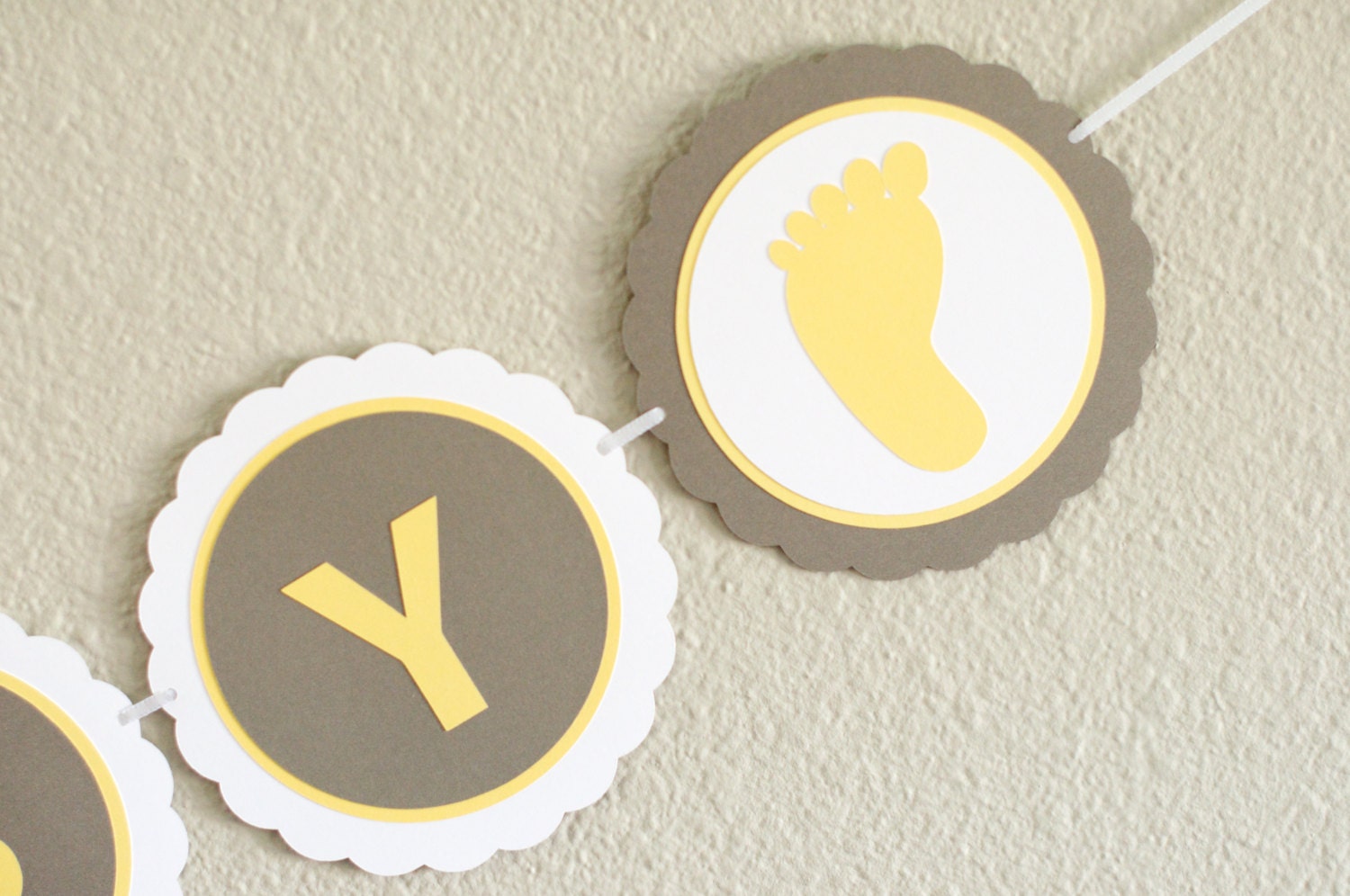 SWEET BABY Shower Banner - Footprint Baby Shower -Gender Neutral Modern Shower Il_570xn