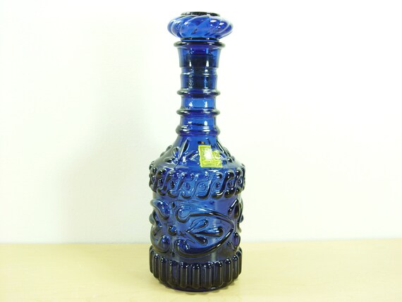 1954 Jim Beam Liquor Decanter Cobalt Blue Whiskey by LocalRetro