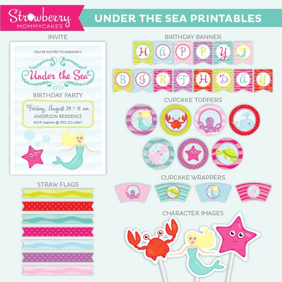 DIY Under The Sea Party Printables By Strawberrymommycakes On Etsy