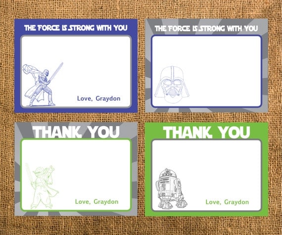 Star Wars Birthday Thank You Cards by GraysGraphicDesigns on Etsy