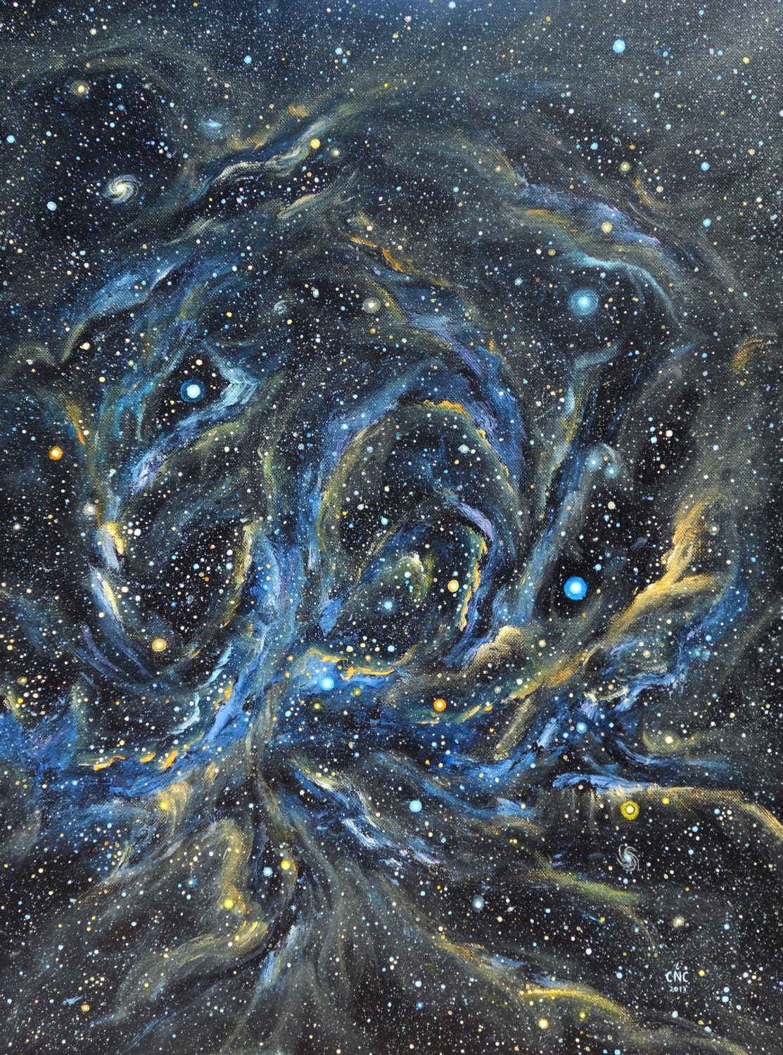Blue Stars and Stardust - Original Acrylic Space Painting - CNCacrylics