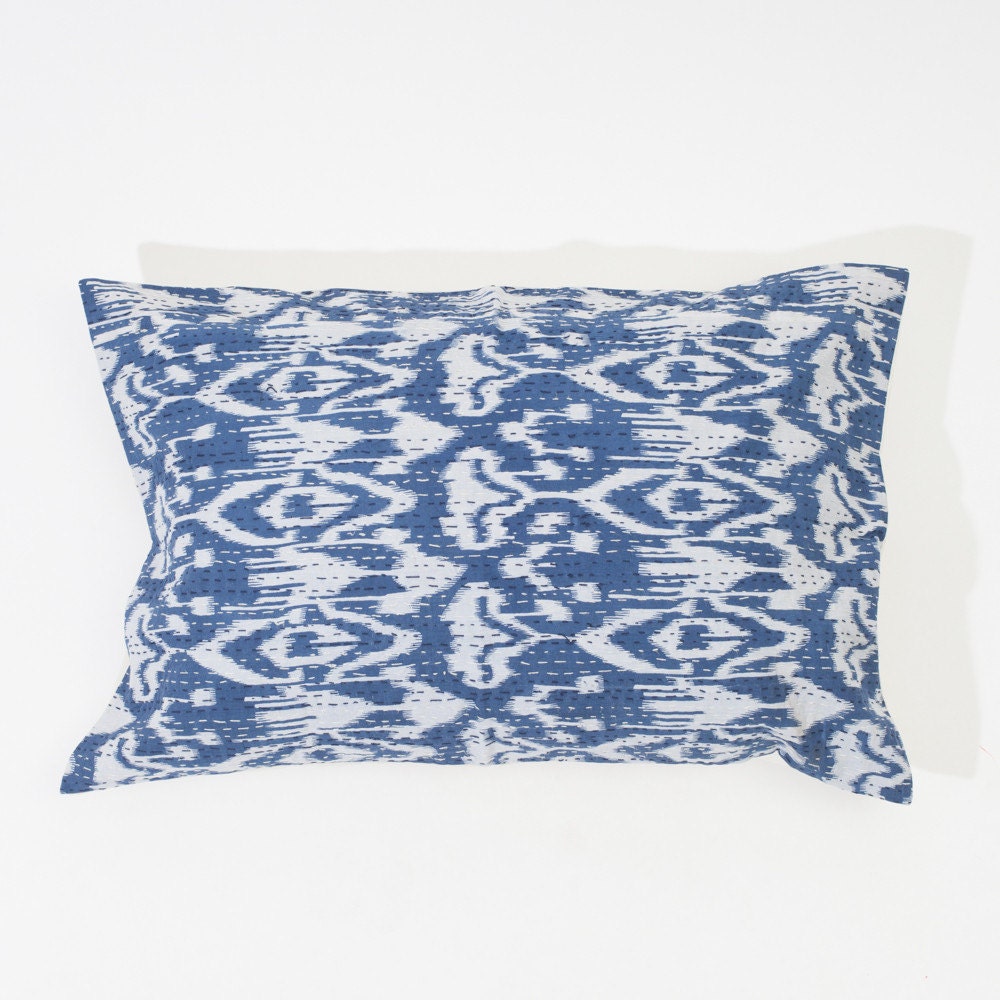 Sale Large Blue Ikat Sham Pillow in 20x30 by gypsya on Etsy