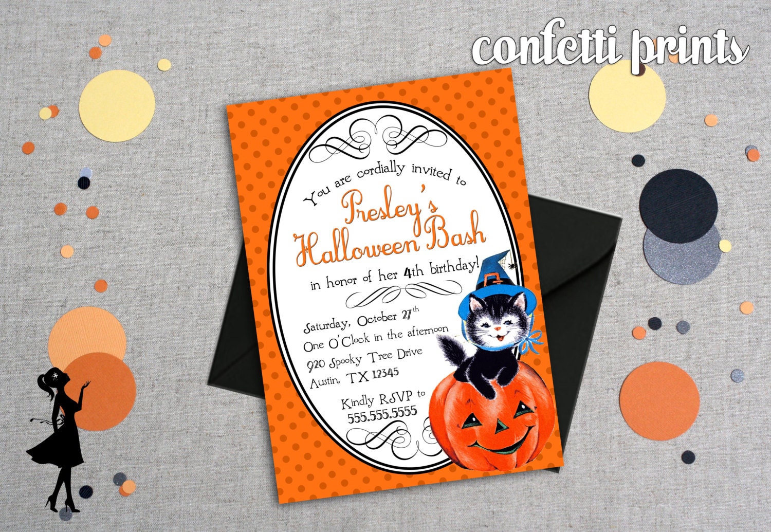 Items similar to Halloween Party Invitation - PURRFECT WITCH Printable