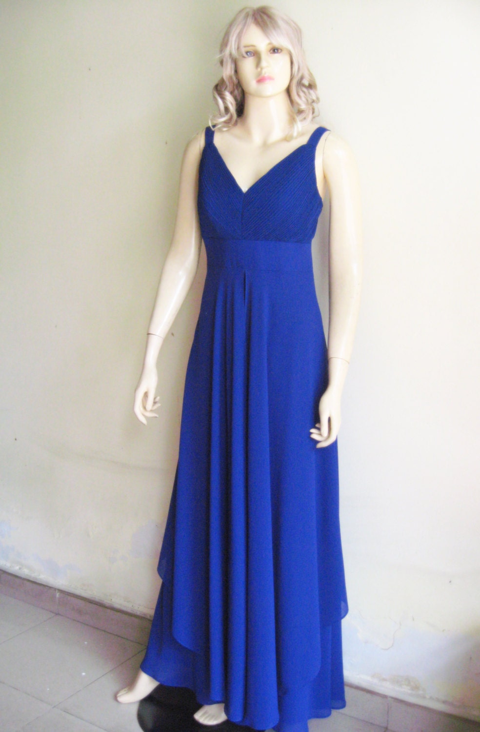 Blue Prom Dress.Long Bridesmaid Dress