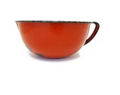 Vintage Red Enamel Mixing Bowl with Spout 1940 Very Worn Lots of Character - SheLeftUsThis