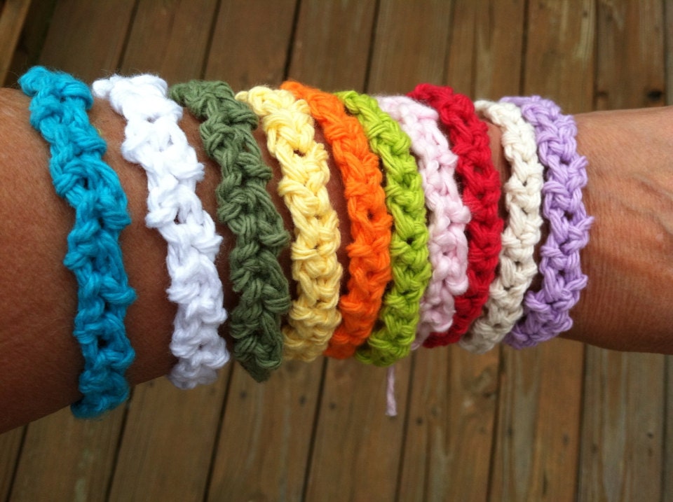 Items similar to Cotton Bracelet, Crochet friendship bracelets, woven