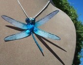 Handmade Dragonfly Pendant, Breeze-By Dragonfly, Apatite, Czech glass, Sterling Silver and Silver Plate , Rustic Multi-Media Dragonfly - DragonflyMakins