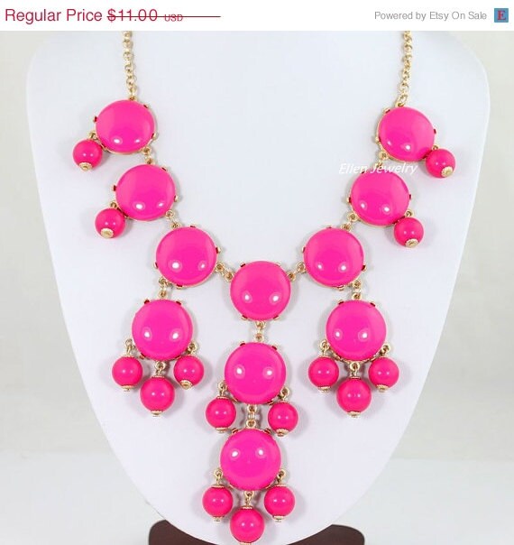 Hot pink Bubble Necklace NecklaceStatement by EllenJewelry