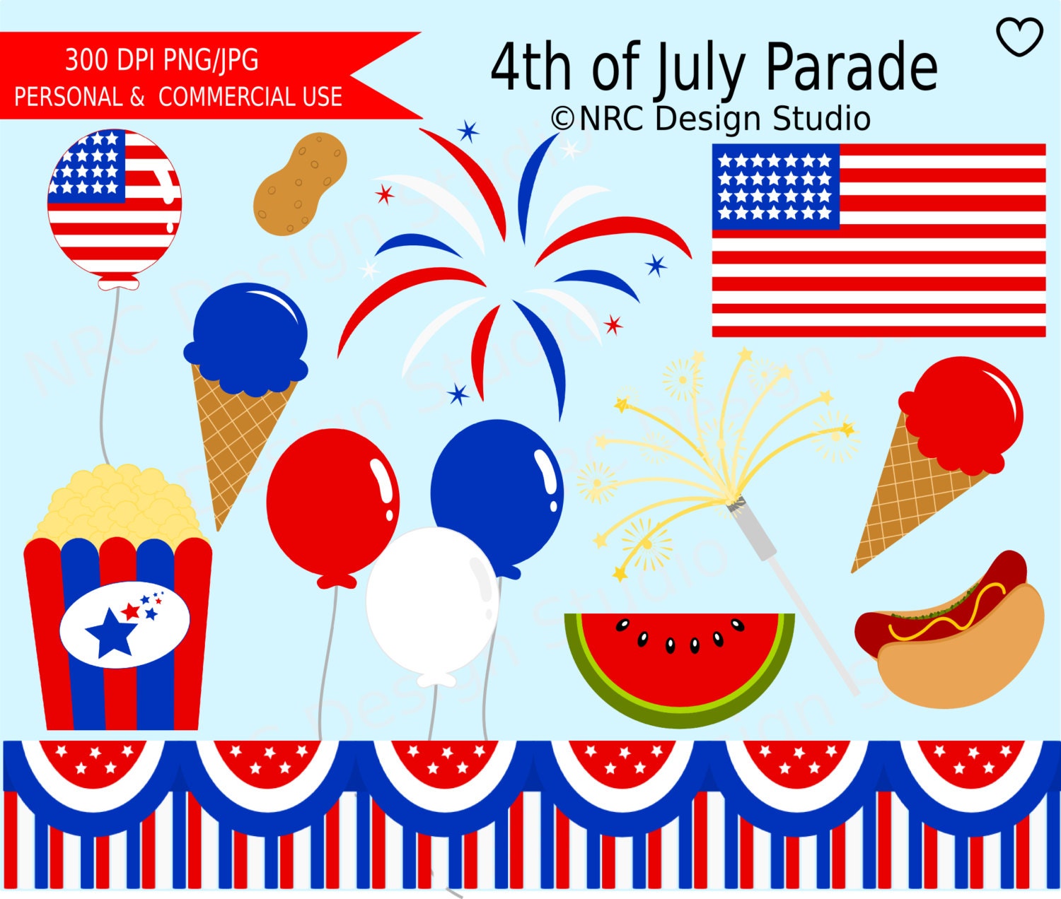 WINTER SALE - 4th of July Clip Art - 4th of July Parade Clip Art - 4th of July Digital Clipart Il_570xn