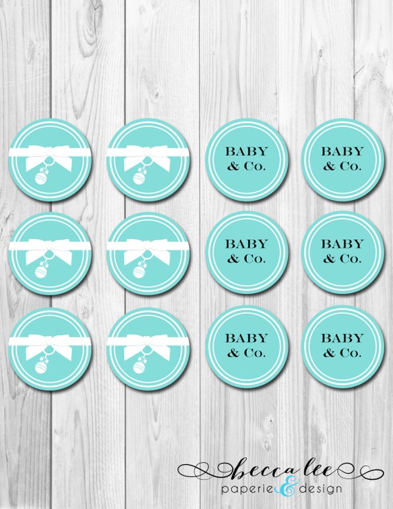INSTANT DOWNLOAD - Baby & Co. Cupcake Toppers - Tiffany Inspired Baby Shower - DIY - Printable Il_570xn