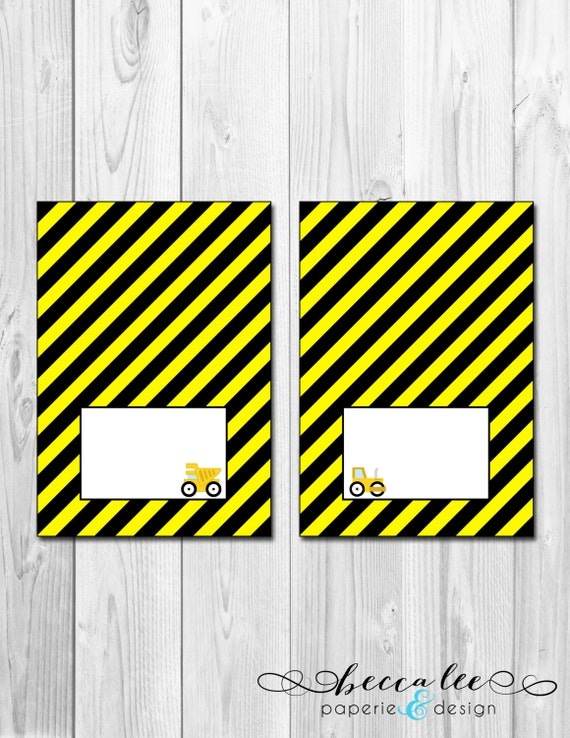 INSTANT DOWNLOAD - Construction Theme Tent Cards - DIY - Printable Il_570xn