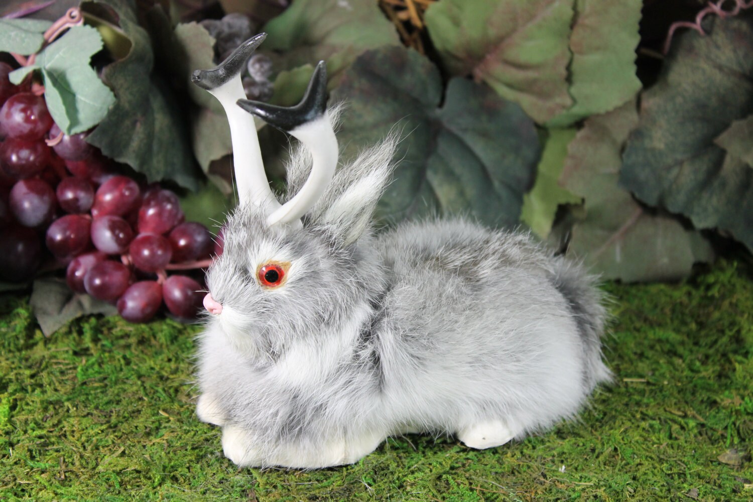 Gray Grey Jackalope Rabbit with Horns Lying Easter by Kadaland
