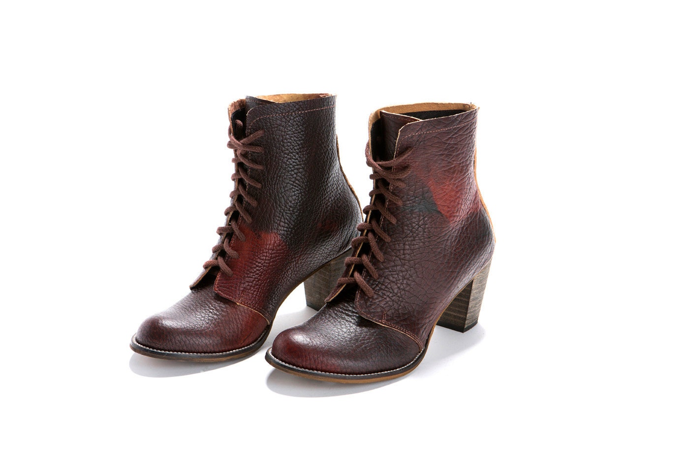 Dark Brown Boots, A 7cm high heel, lace up winter boot. - ImeldaShoes