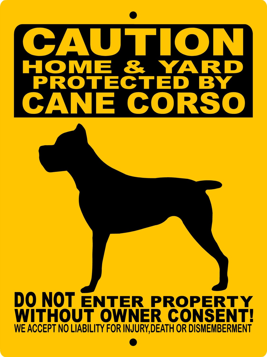 CANE CORSO Dog Sign 9x12 ALUMINUM by animalzrule on Etsy