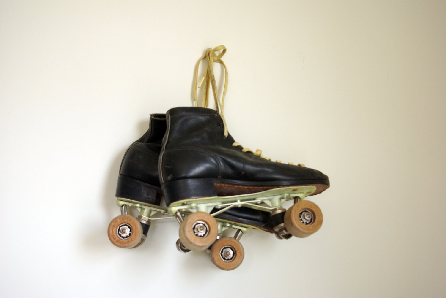 Antique Black Leather Roller Skates, Vintage Home Decor, Games, Sports, Kids Room - VintageRingo