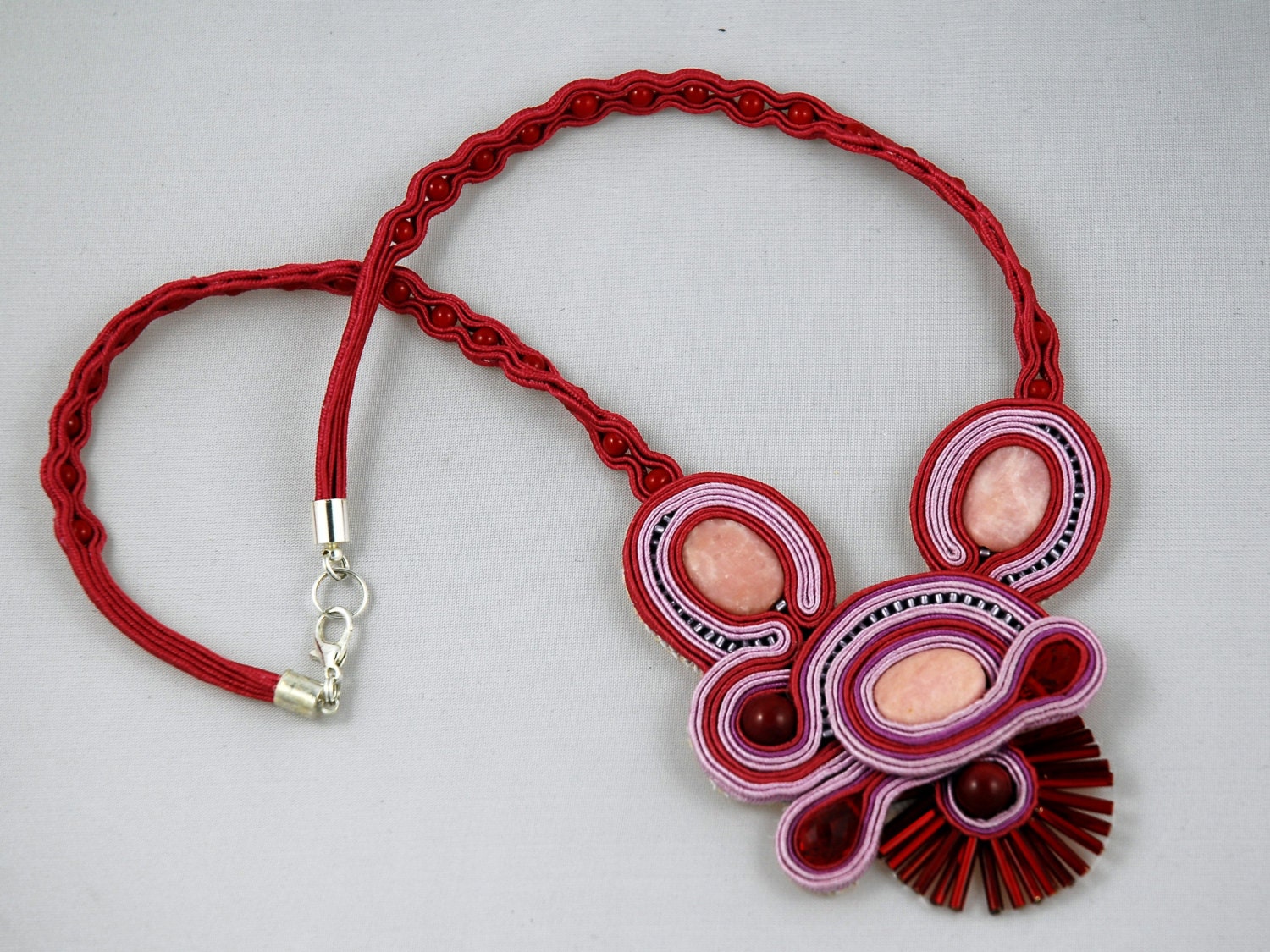 Touch Of Pink - Handmade Soutache Necklace for any occasion - ETSoutacheJewellery