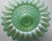 Depression Carnival Glass Hobnail Bowl in an Irridescent Green Color - BridgetsCollection