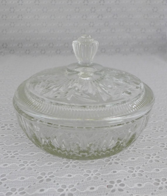 Avon Glass Powder Box Candy Dish Covered by