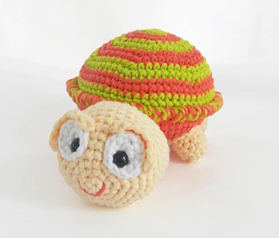 Crochet Amigurumi Stuffed Animal Turtle Plush - Striped - Custom Made - HerterCrochetDesigns