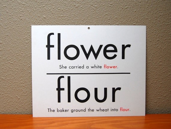 Items similar to 1 Giant Flash Card Homonyms Flower / Flour Toe
